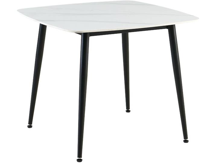 Esstisch BYLIVING VERONA , schwarz-weiss (weiß, weiß), B:90cm H:75cm T:90cm, Tische, Esstisch, Tischplatte weiss, bis 100 kg, 4-Fussgestell, 4 Sitzplätze