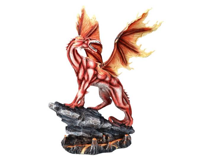 Figuren Shop GmbH Fantasy-Figur Drachen Figur - Großer Feuerdrache - Fantasy Dekoration Flammen