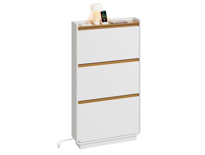 SCHUHSCHRANK mit Steckdose und USB-Ladefunktion FSR228-E-WN