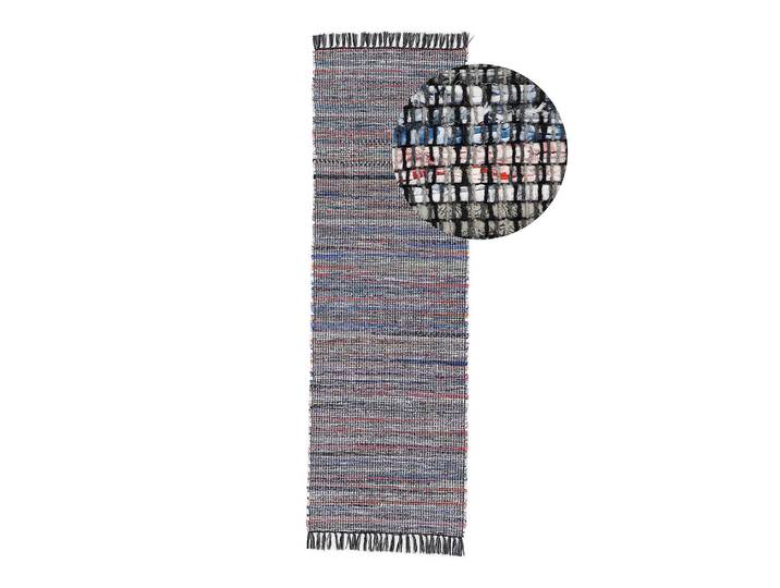 Tapis de couloir Kelim Chindi 75 x 200cm Noir/Noir