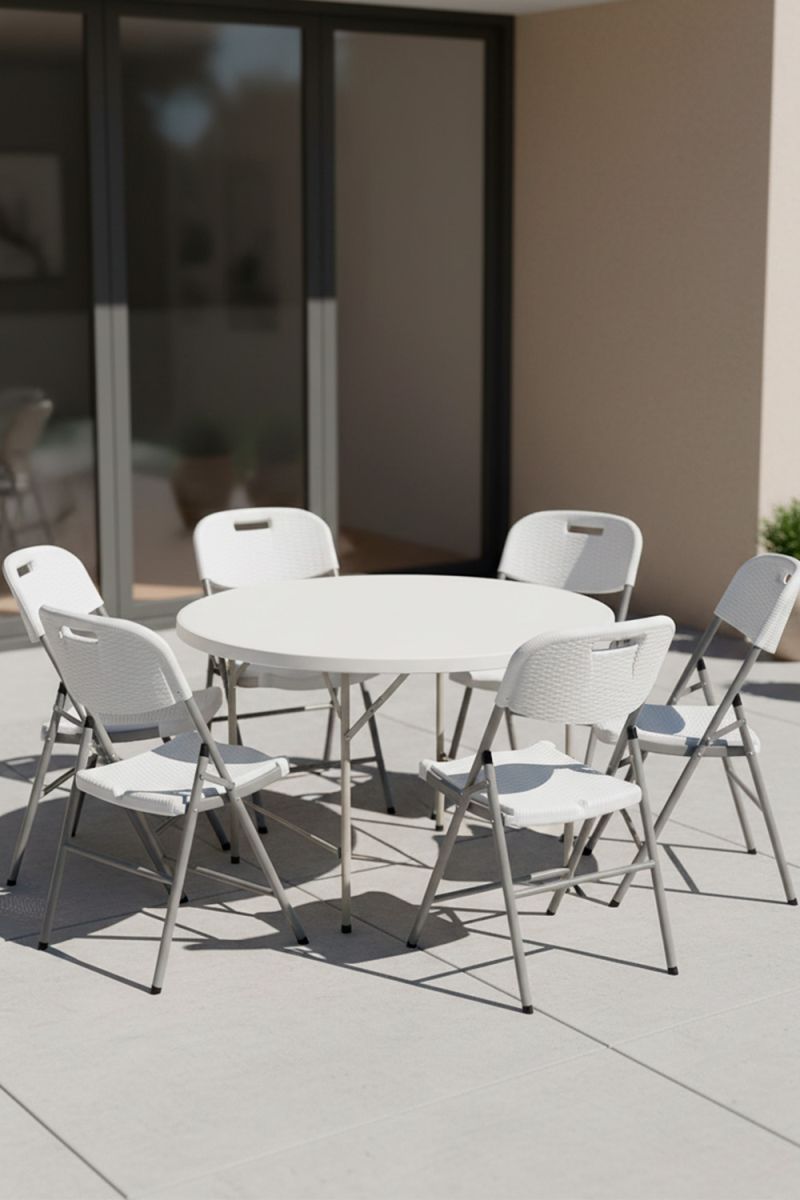 RegalosMiguel Pack 6 Sillas Plegables para jardín Resin Efecto Ratán