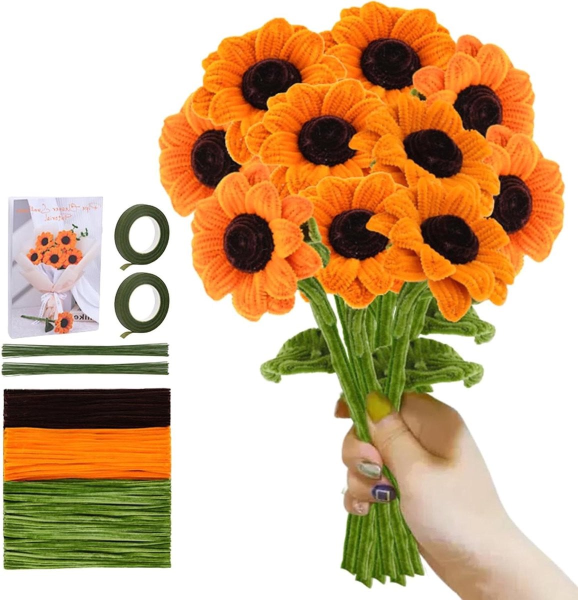 Knutselset Zonnebloemen - Maak 10 Gele Bloemen met Videohandleiding