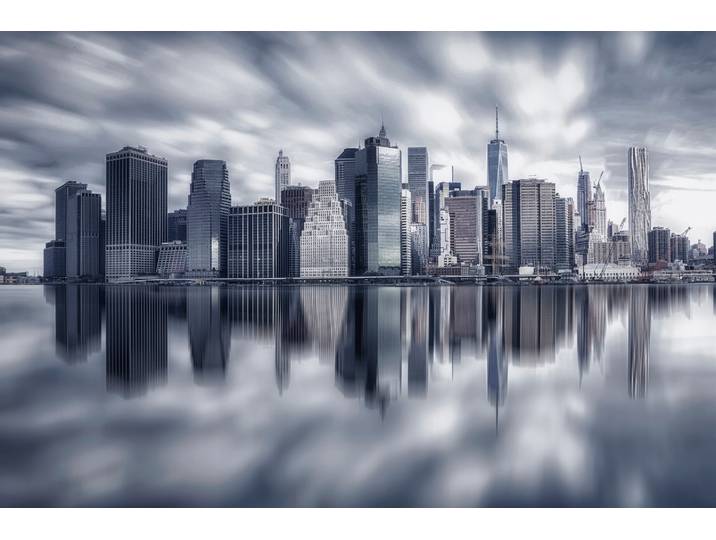Fototapete PAPERMOON Photo-Art MICHAEL ZHENG, MANHATTANREFLEXION , bunt, B:4m L:2,6m, Vlies, Tapeten, Fototapete