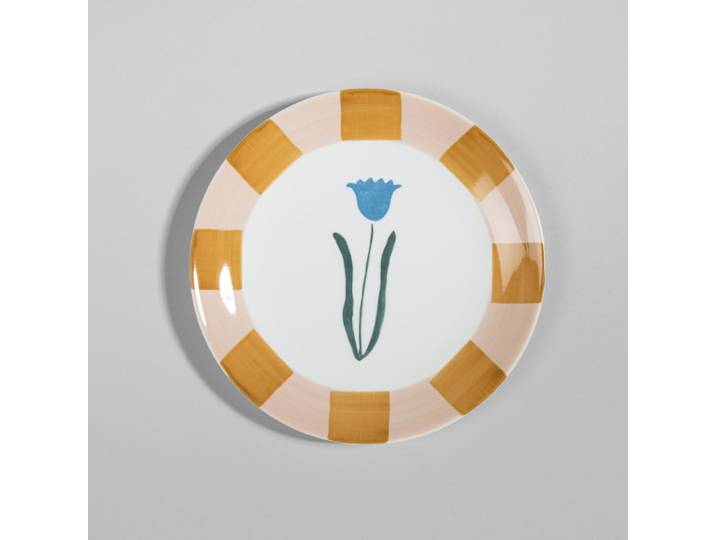 Mehrfarbiger Keramik-Dessertteller mit Blumenmuster