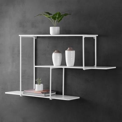 "SAFAVIEH Anthe 24.75-Inch Floating Iron Wall Shelf, Global Home Decor - 45.25"" W x 9.4"" L x 24.75"" H"