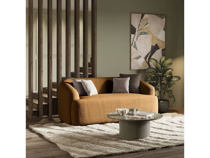 Canapé 2 places Balah Marron Tissu Bouclé Anouk 177 x 81 x 113cm Moderne