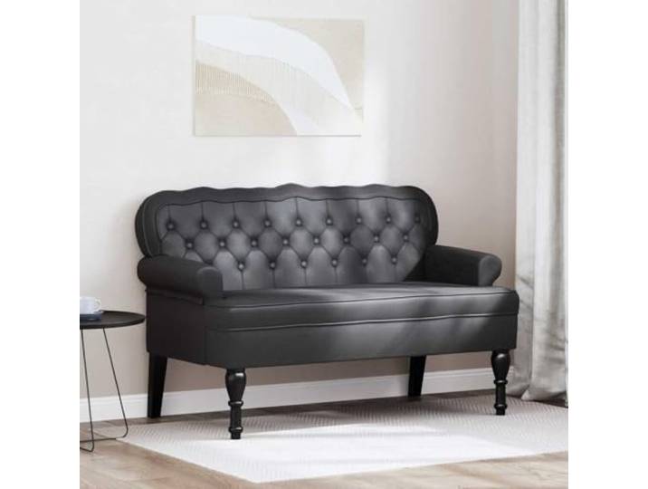 TEKGHUT Kunstleder Chesterfield Bank 119,5 x 64,5 x 75 cm Schwarz Chesterfield-Design, Knopfdetails, gerollte Armlehnen, Gummibaumbeine, pflegeleicht, Wohnzimmer, Schlafzimmer, Flur