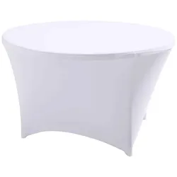 Oviala Business Elastische Hussentischdecke für runden Tisch 150cm weiß