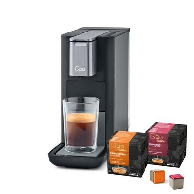 Tchibo Qbo ESSENTIAL Kapselmaschine inkl. 16 recyclebare Qbo Kapseln, Dark Stone