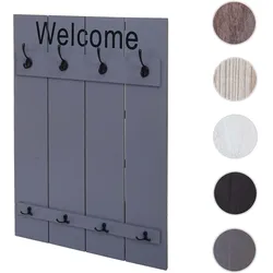 Wandgarderobe HWC-C89 Welcome, Garderobe Garderobenpaneel, Shabby-Look Vintage, 91x60cm ~ grau-blau