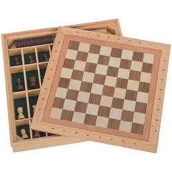 Goki Spiele-Set Schach, Dame und Mühle