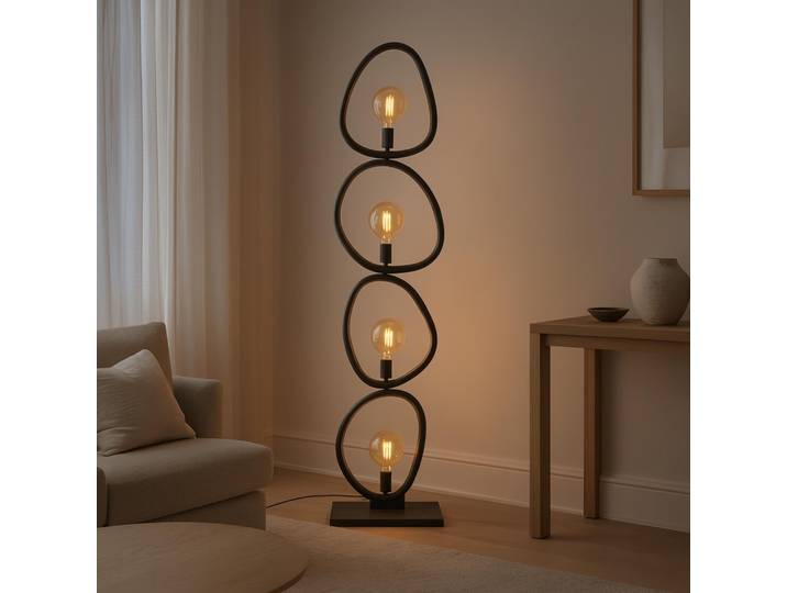 Lampadaire de salon design en métal noir - Solin