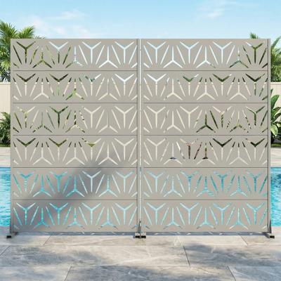 Lirago 2Pcs Outdoor Freestanding Metal Privacy Screen Decorative Partition Panel for Patio Garden Balcony