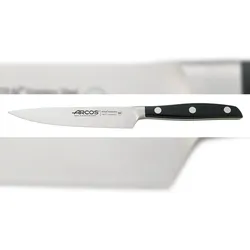 Arcos Serie Manhattan - Gemüsemesser - Klinge aus Nitrum geschmiedetem Edelstahl 130 mm - HandGriff Polyoxymethilen (POM) Schwarz (Seiden klinge)