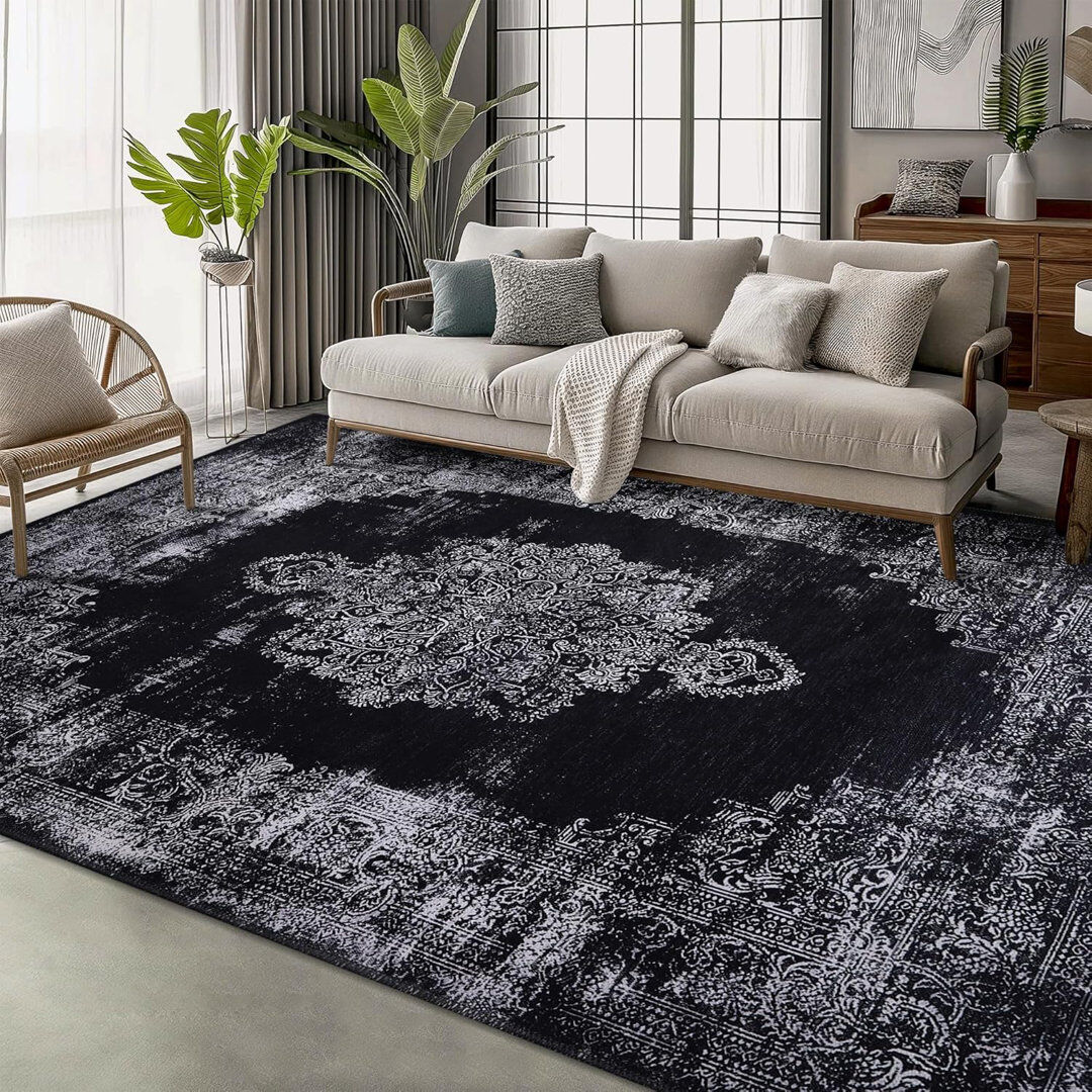 Trent Austin Design Non Slip Area Rugs Machine Washable Carpet Pad Entryway Rug Low Pile Modern Mat For Bedroom - 1319 Multicolor Rectangle 80 x 240 cm