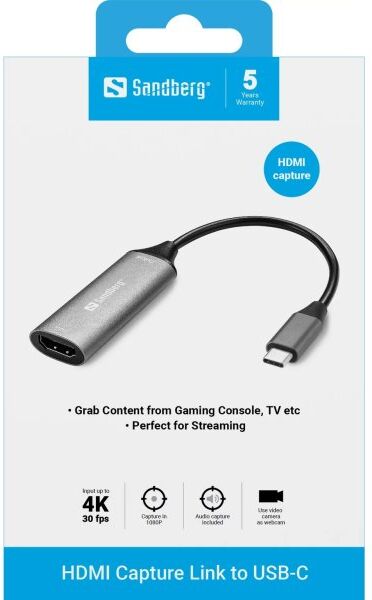 Sandberg Hdmi-Optageadapter Til Usb-C