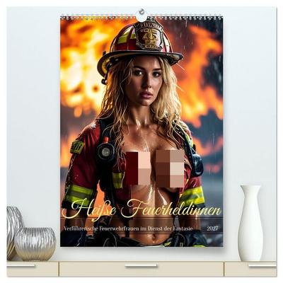 Heiße Feuerheldinnen - Verführerische Feuerwehrfrauen im Dienst der Fantasie (hochwertiger Premium Wandkalender 2027 DIN A2 hoch), Kunstdruck in