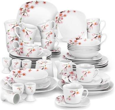 VEWEET Annie 50-piece Floral Porcelain Dinnerware Set (Service for 6)