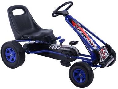 Costway 4 Wheels Kids Ride On Pedal Powered Bike Go Kart Racer Car Outdoor Play Toy-Blue