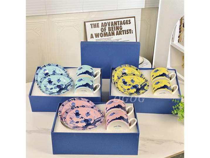 Tasse et soucoupe en céramique orientale italienne, accessoires de cuisine, tasse à café et soucoupe pour le thé de l'après-midi, tasse à lait, emballage cadeau