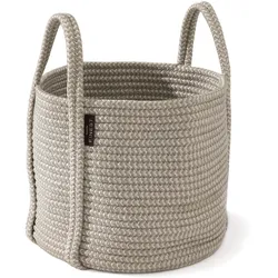 benuta Finest In- & Outdoor-Korb Noe Grau/Beige 38x38x33 cm - Teppich für Balkon, Terrasse & Garten