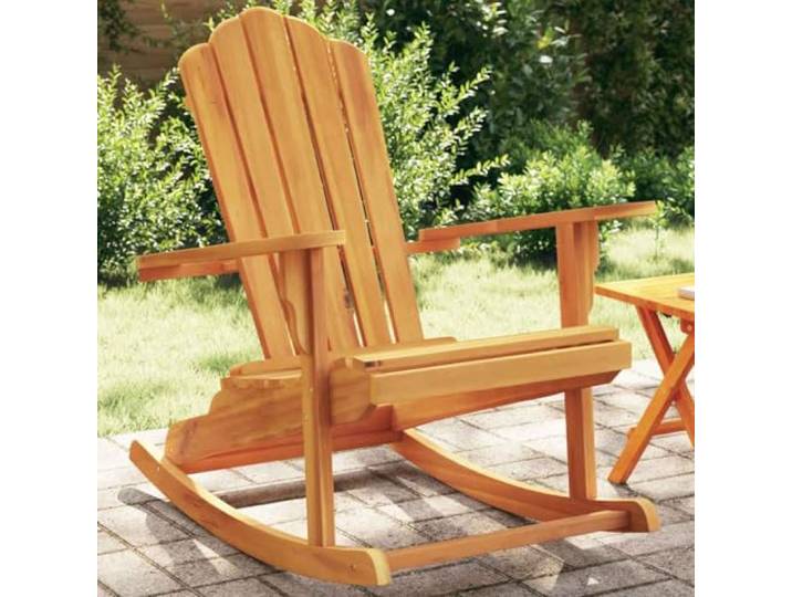 YUTAASU Adirondack-Schaukelstuhl Massivholz Teak Hohe Rückenlehne, Breite Armlehnen, Witterungsbeständig, Für Garten Und Terrasse
