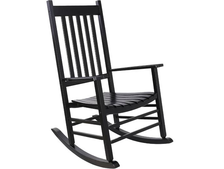 Homfa chaise à bascule en bois grand porche meubles à bascule pour chambre salon, chaises de jardin, chaises de balcon Patio adultes noir