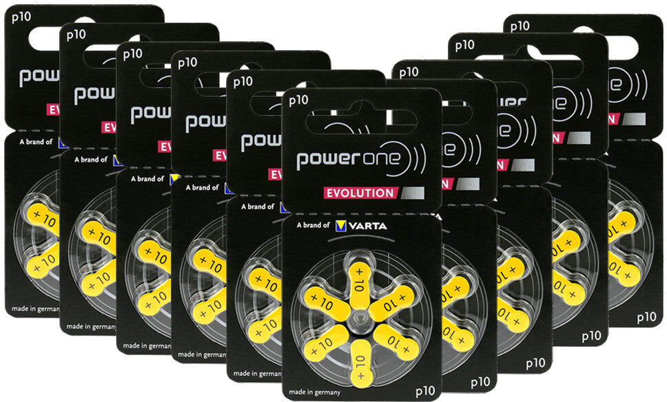 Power One PowerOne Evolution Size 10   Yellow   Hearing Aid Batteries   60 Pack