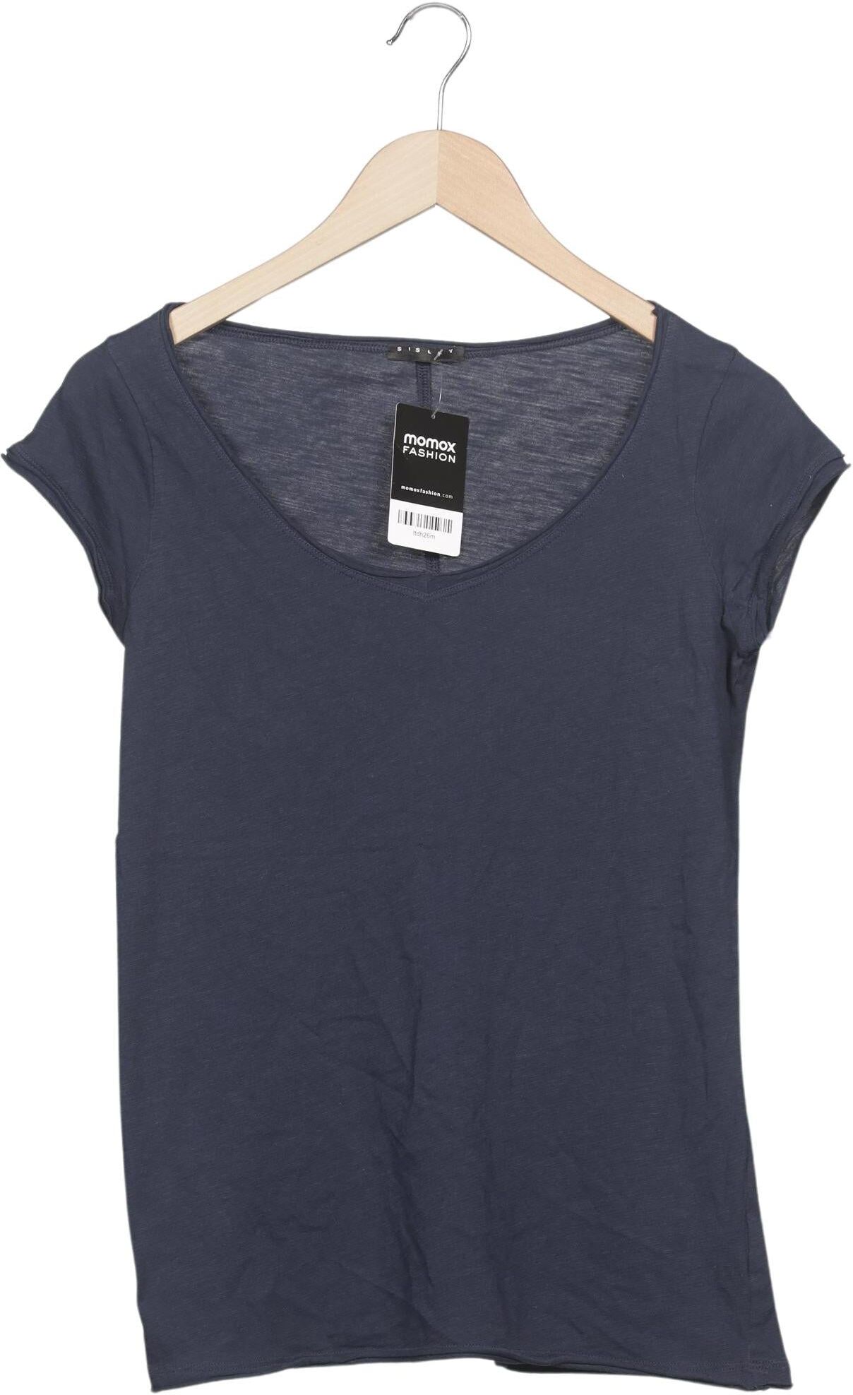 Sisley Damen T-Shirt, Marineblau, Gr. M, Baumwolle - Second Hand