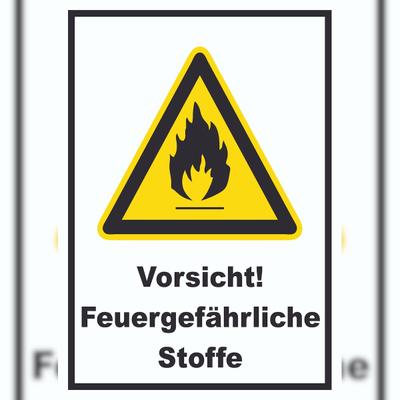 HB-Druck Vorsicht Feuergefährliche Stoffe Schild A0 (841x1189mm)