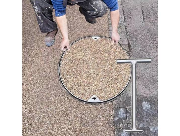 HDYZJQ schachtdeckel Beton Klärgrubendeckel/Schachtdeckel, Unsichtbar, Runde Abwasserbeckenabdeckungen Mit Rahmensockel Und Haken, Für Loft Apartment Gartenhöfe(Dia 66 cm)