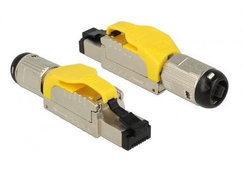 Delock 86287 RJ45 Stecker feldkonfektionierbar Cat.6A Metall 86287 Silber, Gelb 1St.