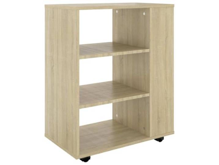 KUPTYERFG Rollschrank Sonoma-Eiche 60x35x75 cm Druckertisch fürs Büro Flexibler Beistellwagen mit 4 Lenkrollen für Home-Office und Arbeitszimmer. Ideal als Ablage für Drucker und Papier.