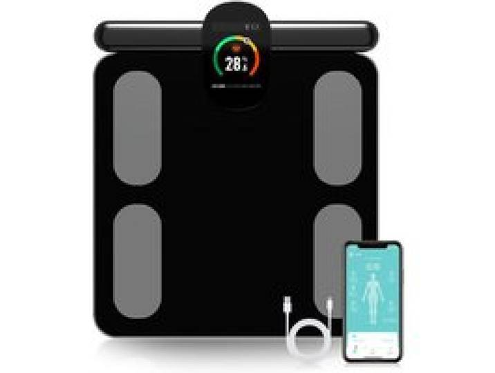 Noir Balance de graisse corporelle intelligente à 8 électrodes balance électronique professionnelle pour mesure de graisse et poids