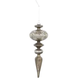 Chic Antique Ornament aus Glas mit Glitzer, H16/Ø 6 cm, latte