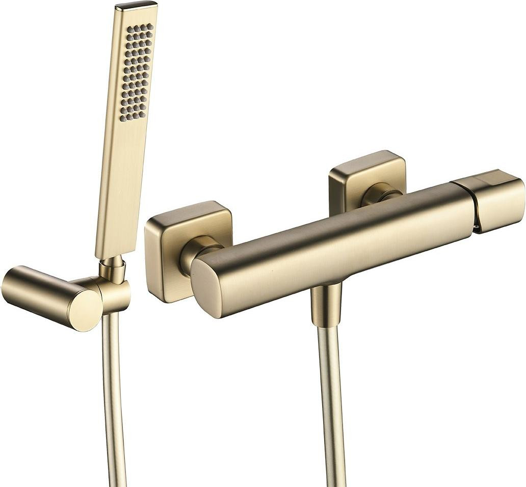 Laveo Wanddoucheset met goudkleurige afwerking en keramische cartridge