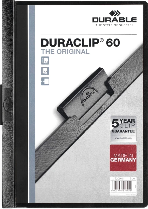 DURABLE Duraclip A4, 60 Blatt, schwarz, 60 Stück