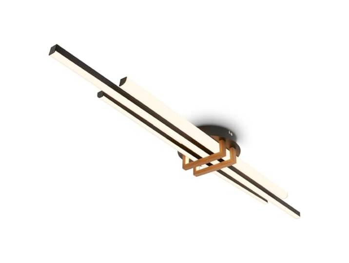 BRILONER - LED Deckenlampe mit warmweißem Licht, Eckprofile, LED Lampe, Deckenleuchte, Wohnzimmerlampe, Schlafzimmerlampe, Küchenlampe, Deckenbeleuchtung, Flurlampe, 98x16x7,5 cm, Schwarz-Holz