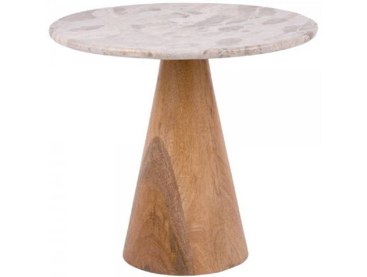 Leitmotiv Beistelltisch Tisch Force Wide Marble Brown Mango Wood Base (50x38cm)