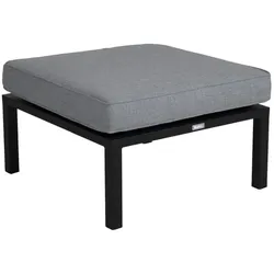 Gartenhocker Belfort mit Kissen aus Aluminium, modern, schwarz-grau, wetterfest und komfortabel