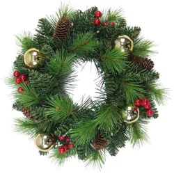 Weihnachtskranz Türkranz Tischdeko LED Außen grün Timer Weihnachten Batterien