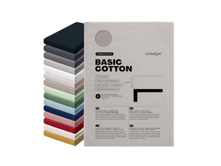 schlafgut Basic Cotton Spannbettlaken 90x200 cm 100% Baumwolle, Sand Mid