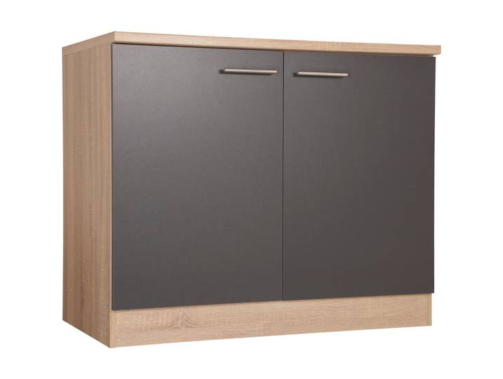 Spülenunterschrank, Grau, 100x84.8x60 cm, Metall, Individuell Planbar, Küchenmöbel