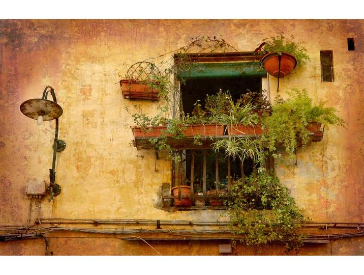 Fototapete PAPERMOON Altes Fenster , bunt, B:3,5m L:2,6m, Vlies, Tapeten, Fototapete
