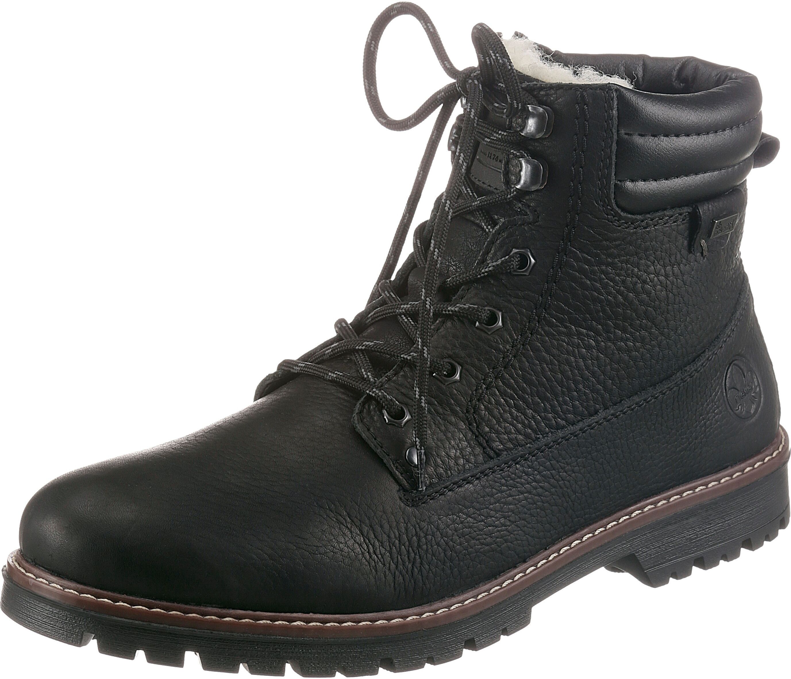 Winterboots RIEKER, Herren, Gr. 43, wärmend, schwarz, Leder, Lederimitat, Schuhe Winterboots, mit TEX-Ausstattung schwarz 43, wärmend
