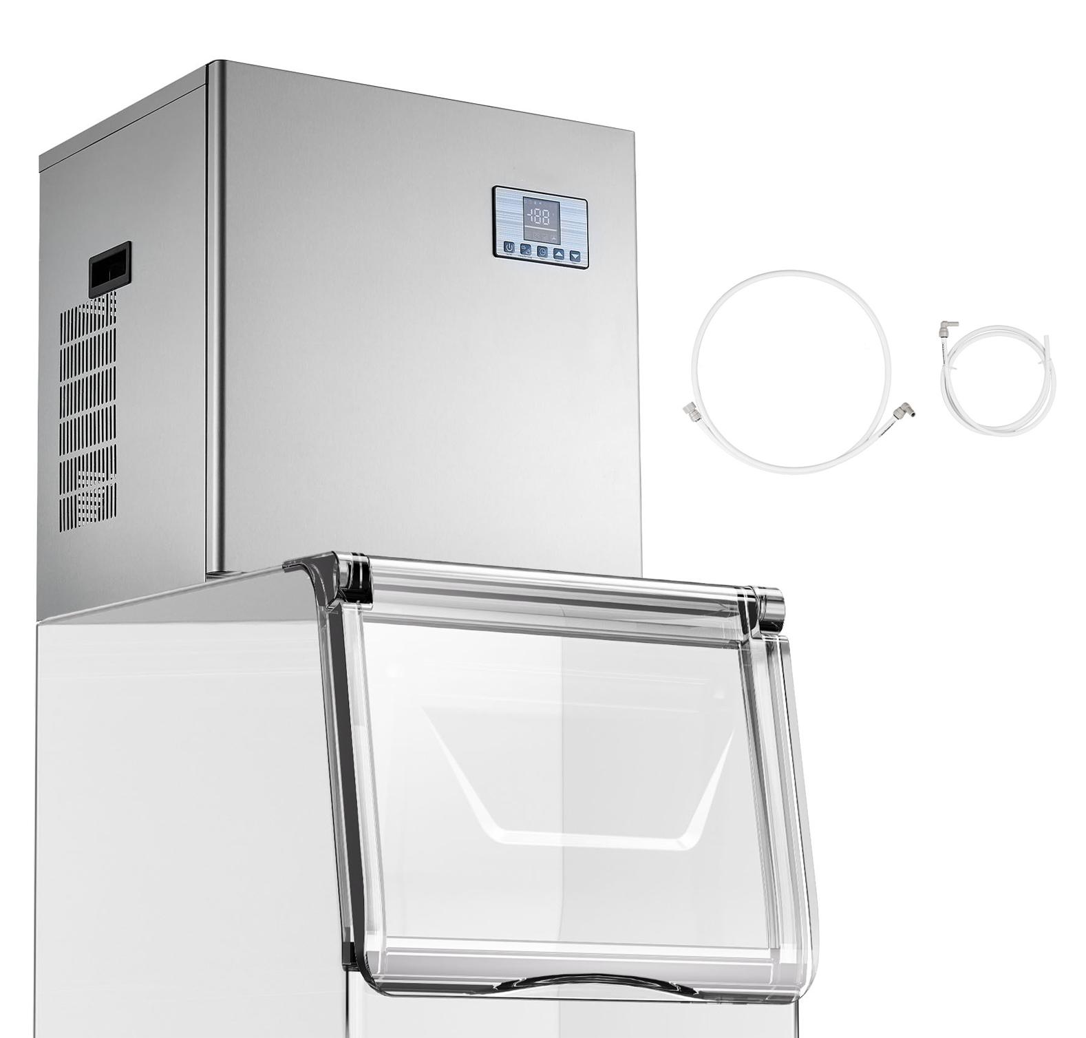 SucceBuy Gewerbliche Eismaschine - Edelstahlgerät mit einer Kapazität von 181 kg/Tag, ausgestattet mit intelligentem Bedienfeld, Selbstreinigungsfunktion und einstellbarer Eisdicke, ideal für Restaurants, Bars, Cafés und Hotels - Nur Gerät