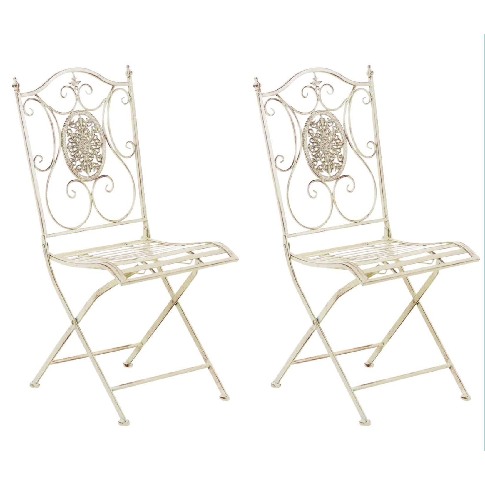 CLP 2er-Set Gartenstuhl Sibell im Landhausstil, aus Metall mit klappbarem Design, ideal für Terrasse oder Balkon, in 6 Farben erhältlich