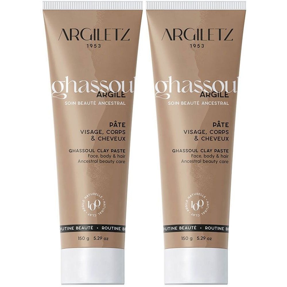 Argiletz Argile Ghassoul Pâte - d'argile Ghassoul, prête à l'emploi. tube 150 g x2 2x150 Paste
