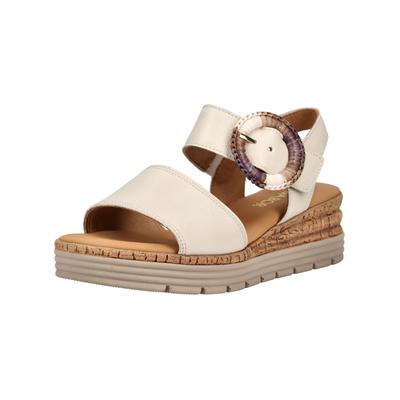 Keilsandalette GABOR COMFORT "Gabor Comfort Sandalen Leder", Damen, Gr. 40,5, creme, Leder, Schuhe