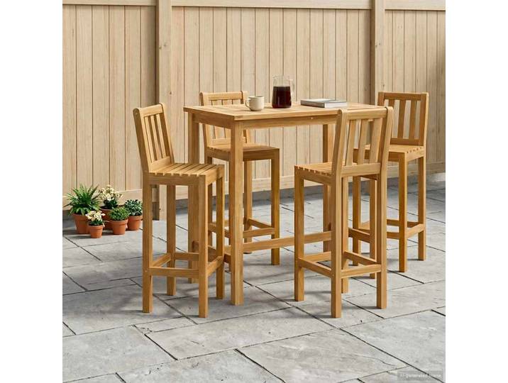 vidaXL Outdoor Bar Set 5 stk. Unbehandelt Massivholz Teak